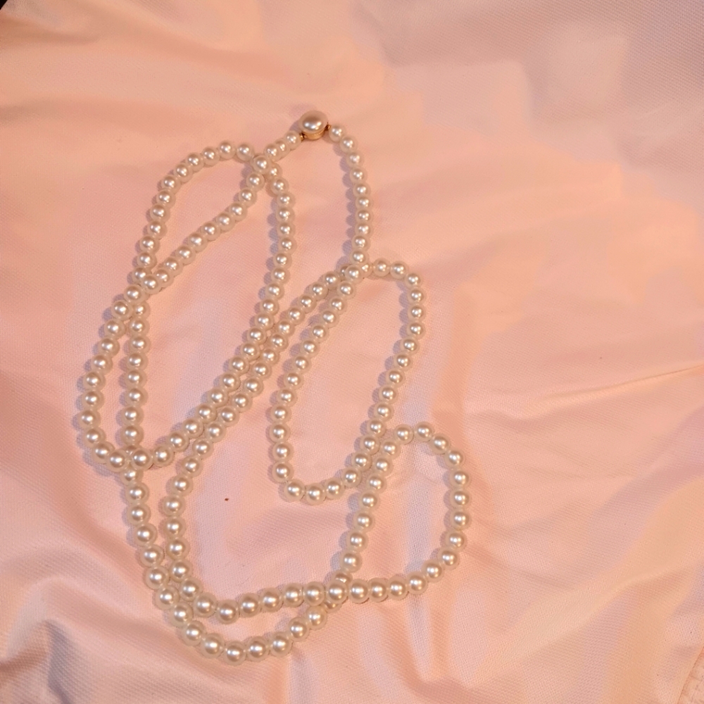 Vintage Hong Kong White 26" Faux Pearl Necklace - EUC And Makes A Great Gift!